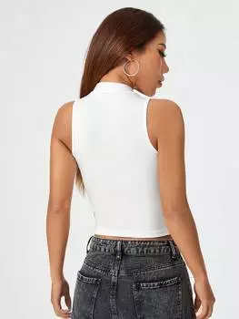 SHEIN Coolane маленькая майка с круглым вырезом и буквенным принтом — модная и универсальная, подходит для весны и лета, классный наряд для девушек на улице, белый цвет