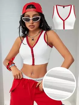 SHEIN Coolane женская летняя однобортная укороченная майка, белый цвет