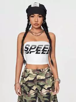 SHEIN Coolane женский топ без бретелек, буквы, узор, белый цвет