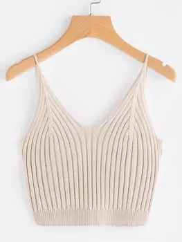 SHEIN Essnce короткая майка, ткань в рубчик, кремовый/бежевый