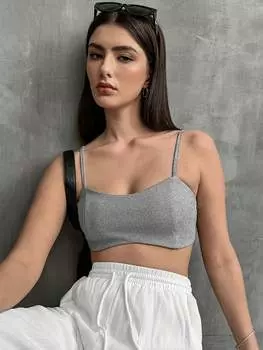 SHEIN Essnce женский простой однотонный короткий бюстгальтер-топ, серый