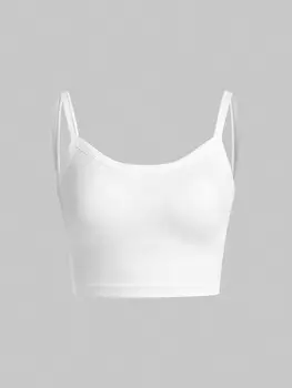 SHEIN EZwear Basic Белый спортивный бюстгальтер без косточек, белый цвет