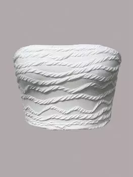 SHEIN EZwear Белый летний укороченный однотонный вязаный топ с однотонной текстурой, белый цвет