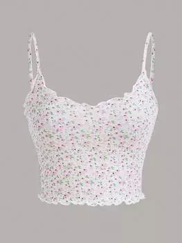 SHEIN EZwear однобортный топ, мелкие цветы, неровные края, многоцветный