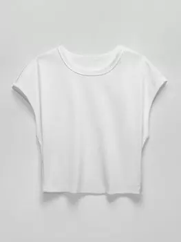 SHEIN EZwear однотонная женская укороченная футболка, белый цвет