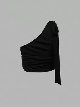 SHEIN EZwear однотонный топ с бретельками, укороченный, черный цвет