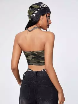 SHEIN EZwear Топ без бретелек, камуфляжный узор, многоцветный