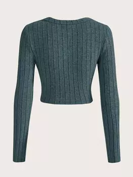 SHEIN EZwear укороченная футболка, однотонная, глубокий вырез, индиго, синий, зеленый