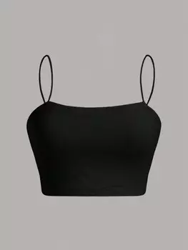 SHEIN EZwear: женская простая повседневная короткая майка приталенного кроя идеально подходит для лета, черный цвет
