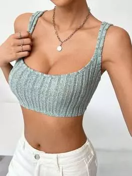 SHEIN EZwear: женские укороченные майки на лето, зеленый