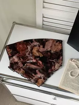 SHEIN EZwear женские винтажные сетчатые топы без бретелек с буквенным принтом для летнего музыкального фестиваля, коричневый цвет