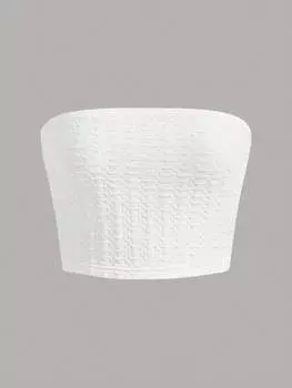 SHEIN EZwear Женский топ без бретелек, однотонный, вязаный, белый цвет