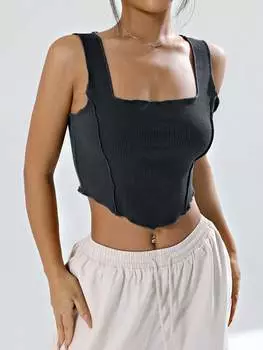 SHEIN EZwear женский топ, однотонный, без рукавов, серый