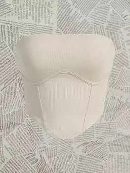 SHEIN EZwear Женский трикотажный топ абрикосового цвета без бретелек, абрикосовый цвет