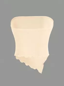 SHEIN EZwear Женский трикотажный топ-бандо абрикосового цвета, абрикосовый цвет