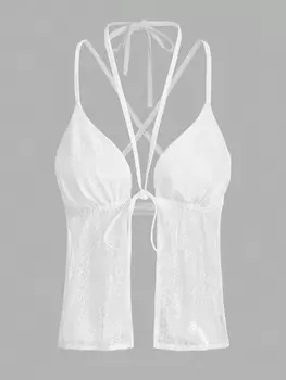 SHEIN ICON кружево, вышитый рисунок ткани, майка, майка, белый цвет