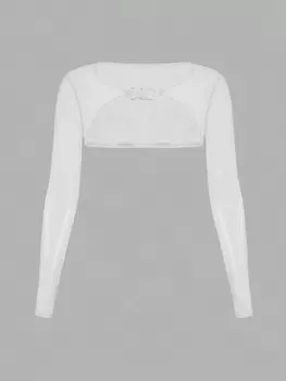 SHEIN ICON очень короткий топ, однотонный, белый цвет