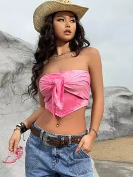 SHEIN ICON укороченный топ, тай-дай, без бретелек, короткий, розовый