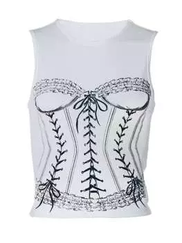 SHEIN ICON Женская модная повседневная майка без рукавов с принтом, белый цвет