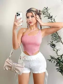 SHEIN ICON Женский розовый топ-бюстье с асимметричным вырезом, розовый