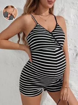 SHEIN комбинезон для беременных, черный и белый