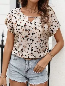 SHEIN LUNE Женские блузки с воротником и вырезами, многоцветный