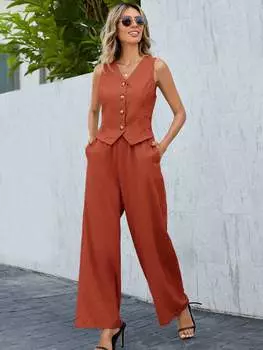 SHEIN LUNE Женский комплект из двух предметов, ржаво-коричневый