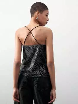 SHEIN Maija Женская полосатая майка на бретельках с v-образным вырезом, черный цвет