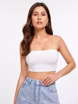 SHEIN Майка EZwear, однотонная, белый цвет