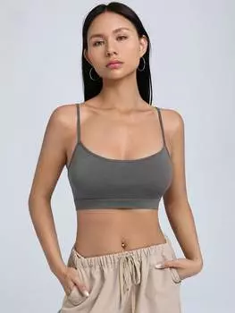 SHEIN Майка EZwear, однотонная, серый