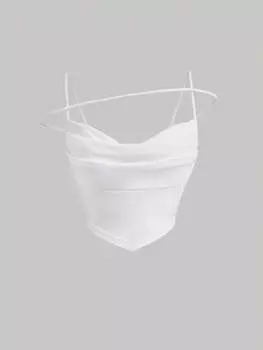 SHEIN MOD топ, однотонный, с открытыми плечами, плиссировка, белый цвет