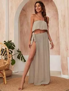 SHEIN Однотонный топ для плавания, хаки