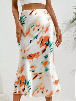 SHEIN Priv Юбка «рыбий хвост», тай-дай, многоцветный