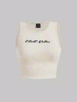 SHEIN Qutie укороченная фактурная майка с объемной вышивкой, многоцветный