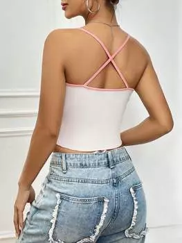 SHEIN Qutie Женская дизайнерская майка на бретельках со плиссированной отделкой, белый цвет