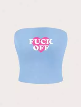 SHEIN Qutie женская повседневная майка узкого кроя с летним принтом в виде сердечек и букв, голубой