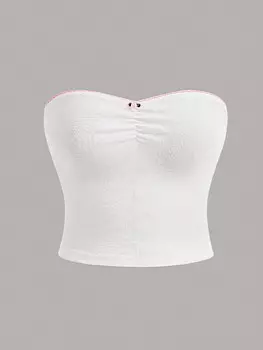 SHEIN Qutie Женский топ без бретелек с бантом, кремовый/бежевый