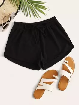 SHEIN Шорты для плавания, завязка спереди, бикини, черный цвет