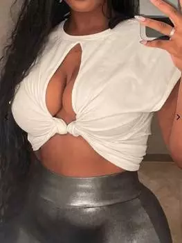 SHEIN Slayr Сексуальная футболка с круглым вырезом и короткими рукавами, белый цвет