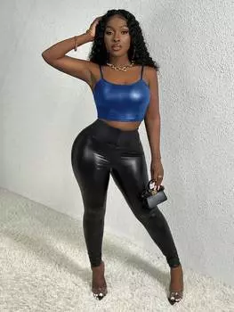 SHEIN Slayr женская майка, искусственная кожа, темно-синий