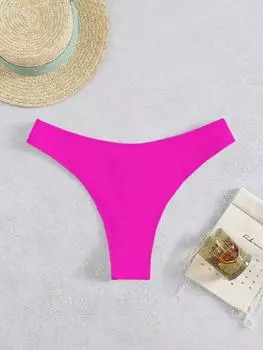 SHEIN Swim - женские однотонные плавки бикини с треугольными чашечками для отдыха, розовая фуксия