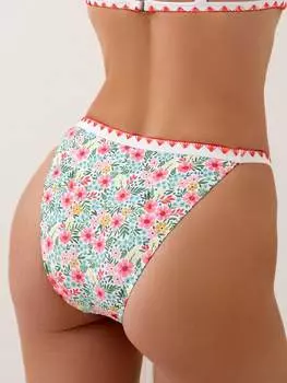 SHEIN Swim Женские плавки бикини с тропическим растительным принтом, плавки бикини для отдыха, многоцветный