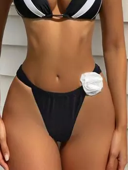 SHEIN Swim женское бикини с треугольными чашечками и 3D-цветочным декором, многоцветный