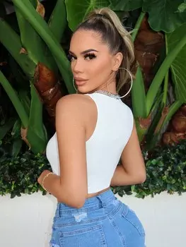 SHEIN SXY женские летние каникулы пляжные повседневные металлические кольца с вырезами тонкие сексуальные майки для девичника, белый цвет