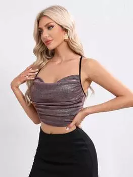 SHEIN Tall женская укороченная майка с завязками сзади, розовый