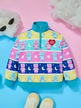 SHEIN Толстовка с мультяшным рисунком для девочек на половину молнии, многоцветный