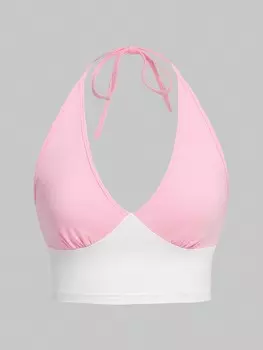 SHEIN Топ с коротким рукавом Qutie Цветовой блок обрезан, многоцветный