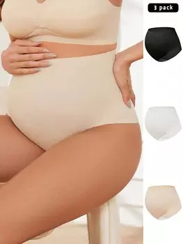 Shein Underwear&Sleepwear Maternity Трикотажное белье для беременных с завышенной талией в различных цветах (комплект из 3 штук) Shein, мультиколор