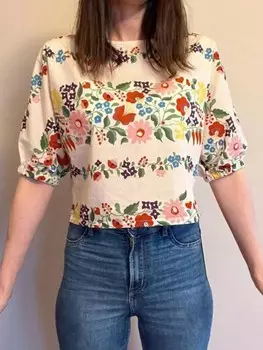 SHEIN VCAY рубашка с коротким рукавом и праздничным цветочным принтом, многоцветный