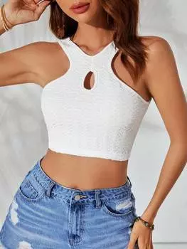 SHEIN VCAY Женская летняя музыкальная фестивальная укороченная майка для праздника, белый цвет